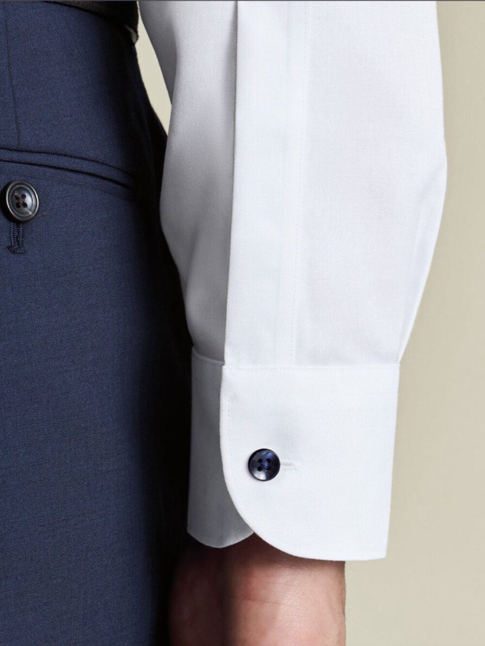 Charles Tyrwhitt Non-Iron Stretch Floral Print Trim Shirt, White, 15.5" Slim Fit - Picture 7 of 8